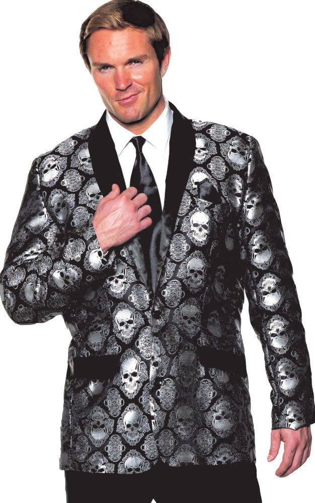 Adult Silver Jacquard Skull Jacket | Costume-Shop.com - Adult XXL - image 1