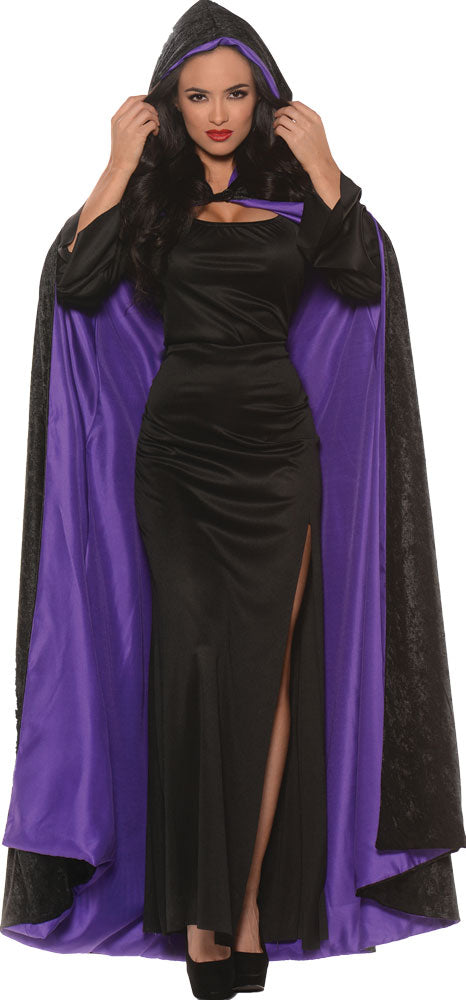 Cape Hooded Velvet W Purple Li | Costume-Shop.com - image 1