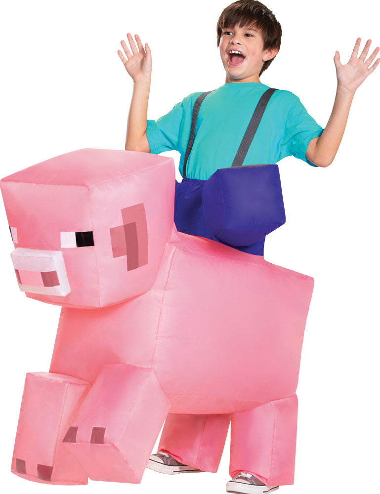 Minecraft Pig Ride On Inflatable Child | Costume-Shop.com - image 1