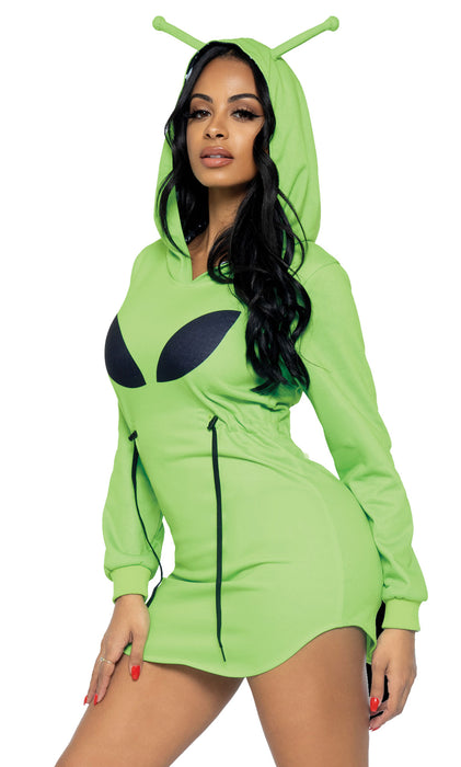 Green Alien Hoodie Dress