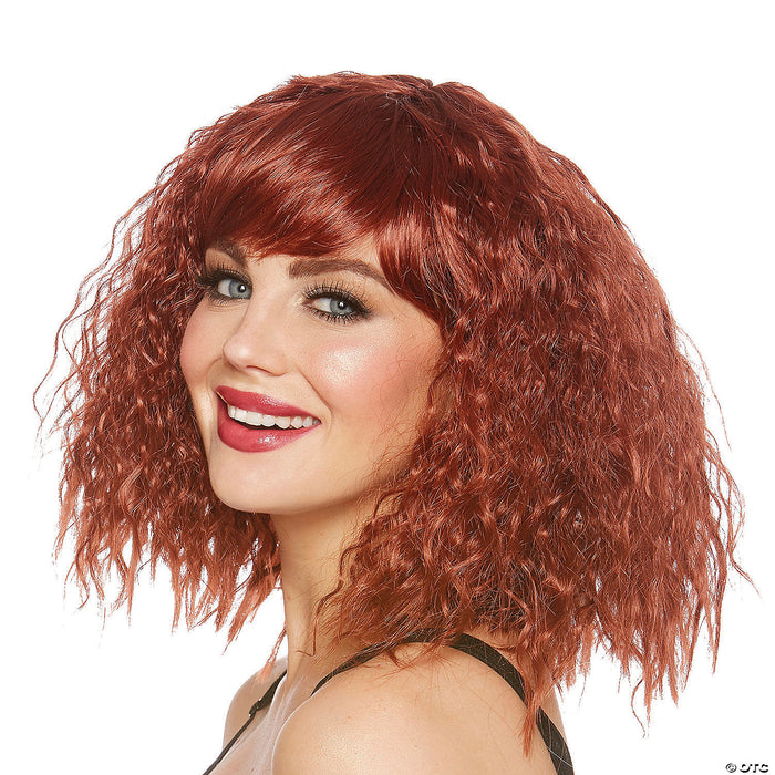 Adult Auburn Medium Length Beach Wave Bob Wig