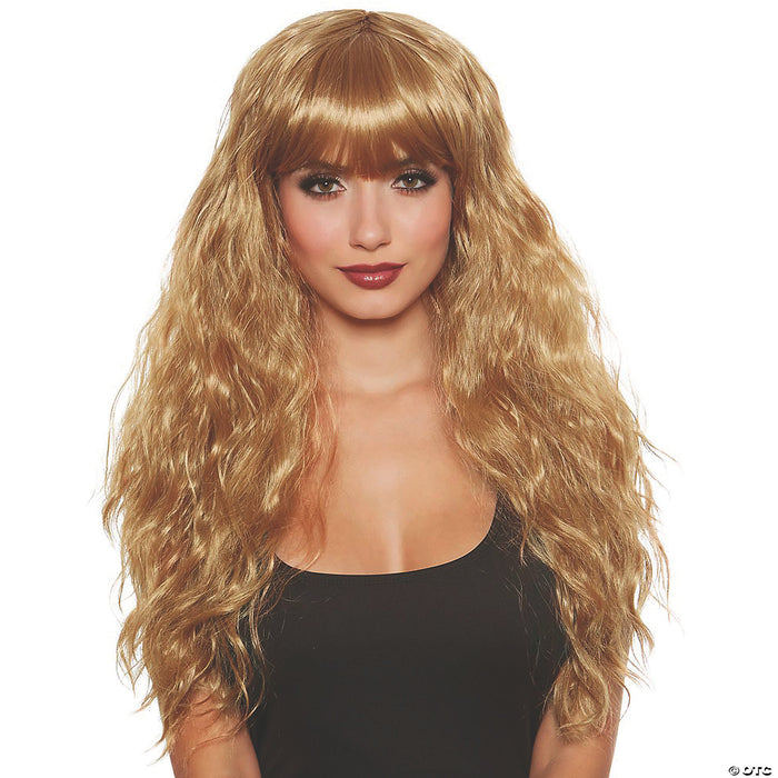 Adult Long Relaxed Beach Wave with Bangs Wig