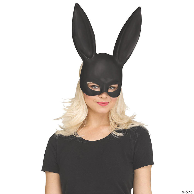 Adult Matte Black Bunny Mask - image 1