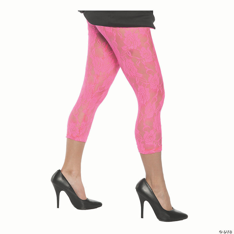 Adult Neon Pink Lace Leggings - XL - XLARGE - image 1
