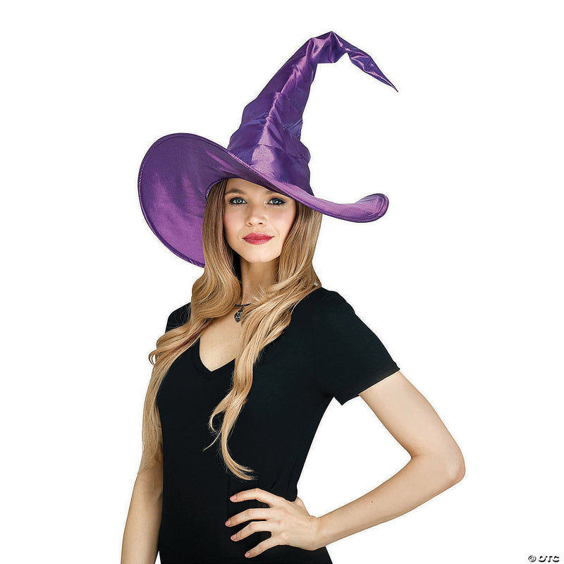 Adult Purple Curved Cone Witch Hat - image 1