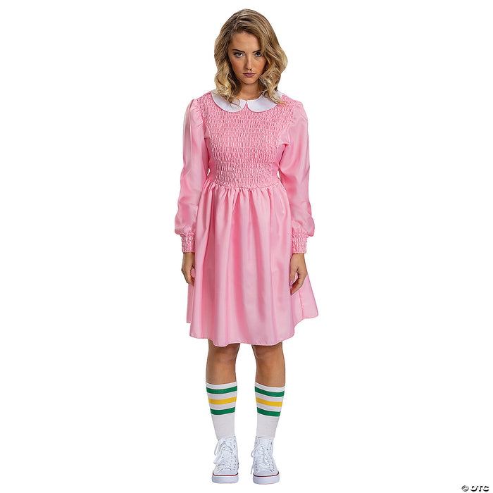 Adults Deluxe Stranger Things Eleven Pink Dress Costume Medium 8-10