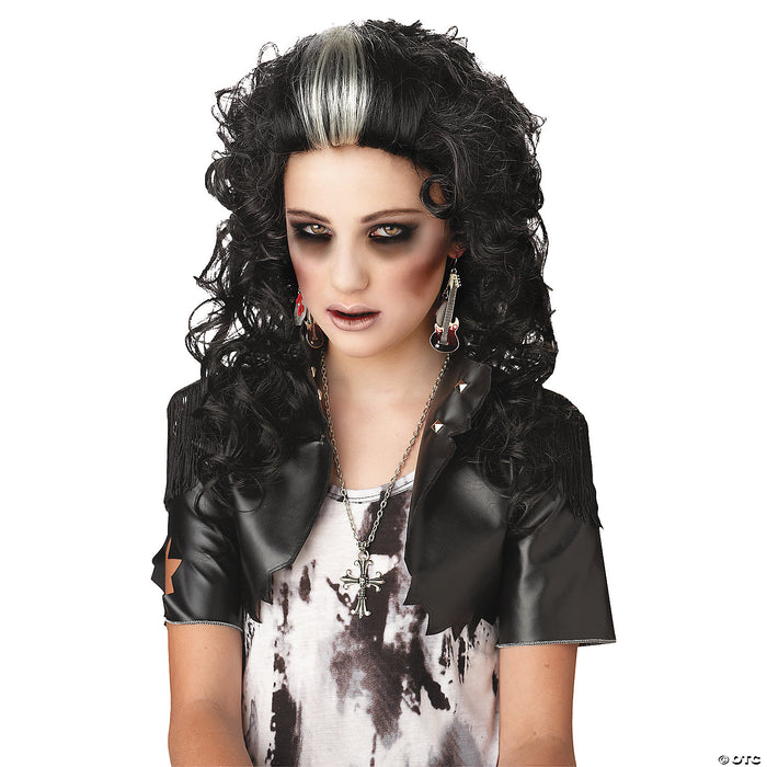 Adult's Black & White Rocked Out Zombie Wig