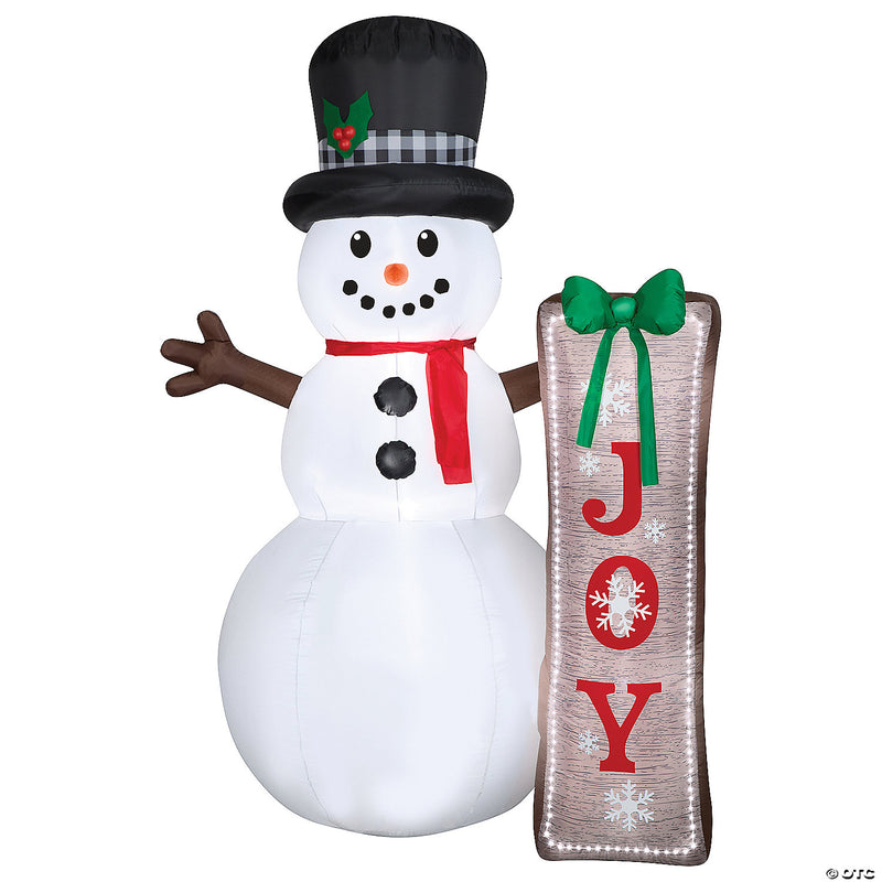 Airblown Snowman with Sign LED Lightshow 83" | Costume-Shop.com
