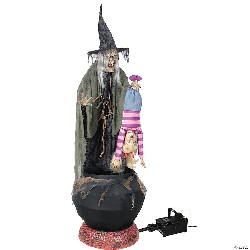 Animated Stew Brew Witch Prop W Fog Machine - image 1