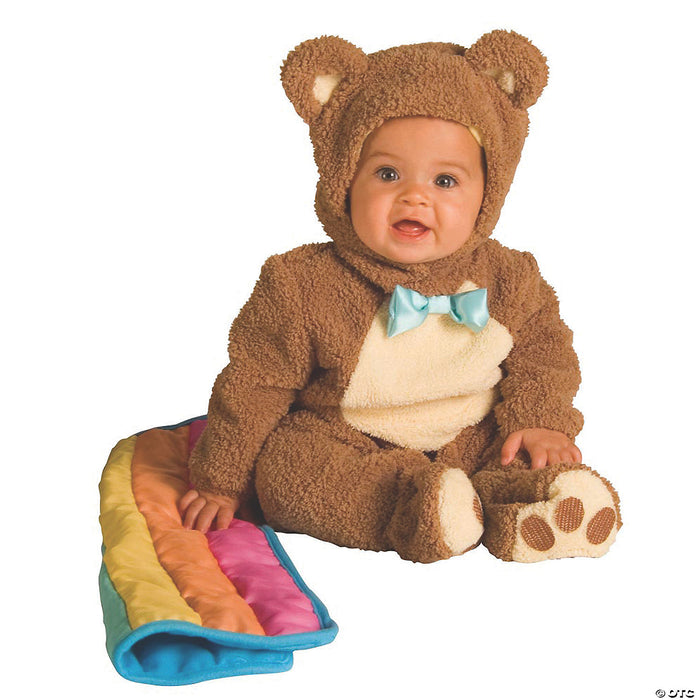 Cuddly Oatmeal Bear with Rainbow Blankee Costume - Your Baby's First Halloween Delight! 🐻🌈
