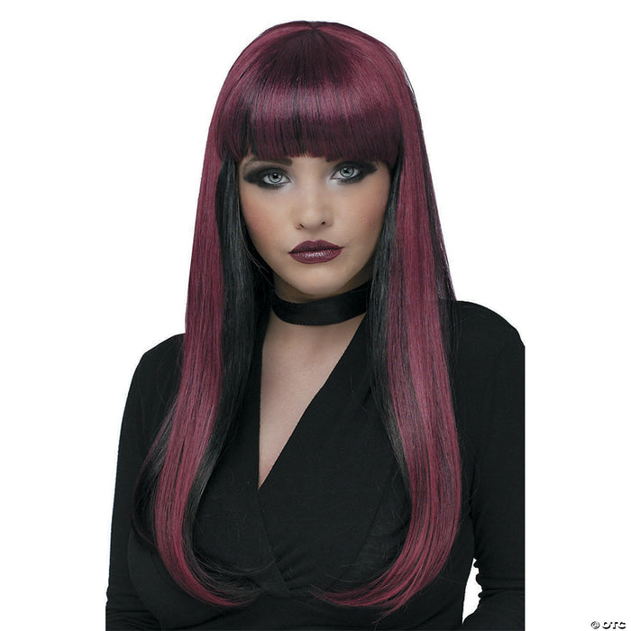 Black & Burgundy Natural N Neon Wig