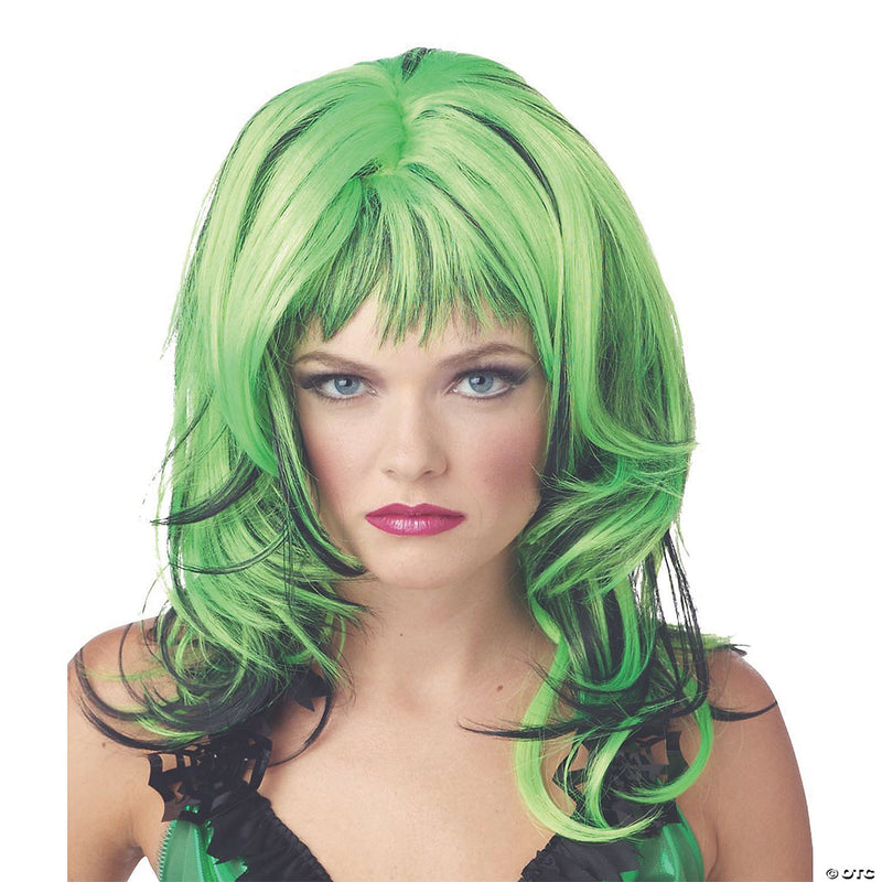 Black & Green Hard Rockin Witch Wig - image 1