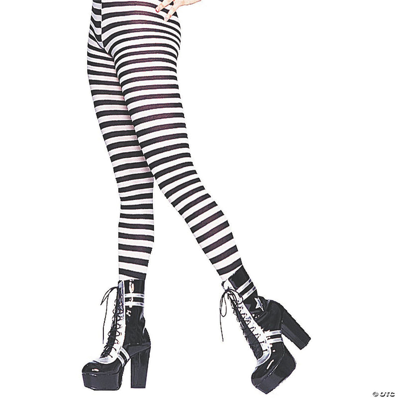 Black & White Striped Plus-Size Tights | Costume-Shop.com