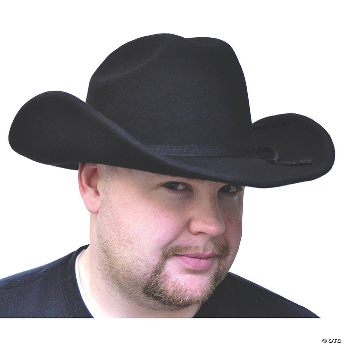 Black Felt Cowboy Costume Hat - Medium