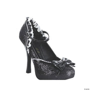 Black Glitter & Lace High Heel Shoes | Costume-shop.com - 6 - image 1