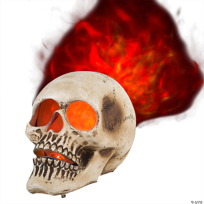 Blazing Scenes Realistic 10" Skull with Fire & Ice Lighted Décor