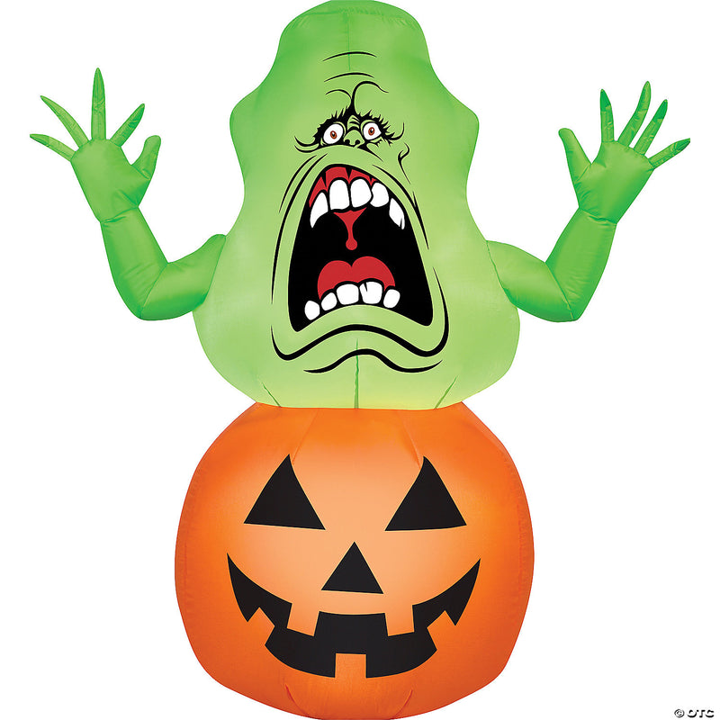 Blow Up Inflatable Slimer On Pumpkin Outdoor Yard Decoration - image 1