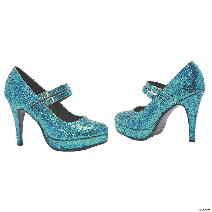 Blue Glitter Alice Shoes - Size 8