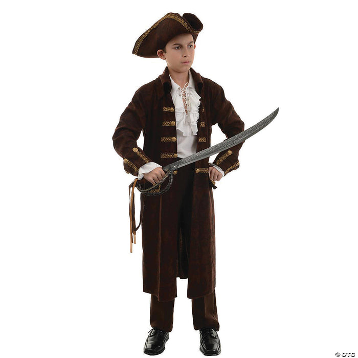 Boy's Brown Pirate Captain Costume - Large