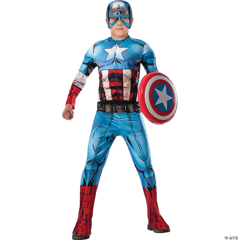 Boy's Deluxe Muscle Captain America Costume - image 1