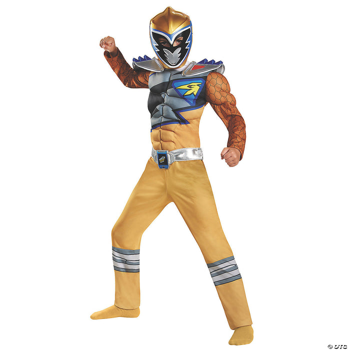 Boy's Deluxe Power Rangers Dino Gold Ranger Costume - Small