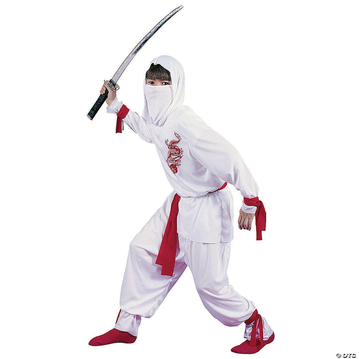 Boy's Deluxe White Ninja Dragon Costume