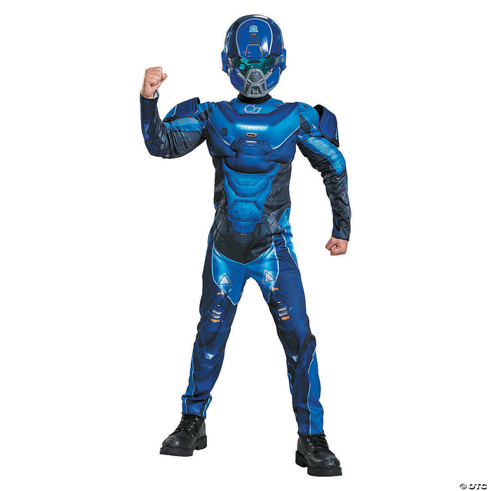 Boy's Muscle Halo Blue Spartan Costume - Small