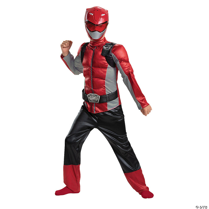 Boy's Red Ranger Muscle Costume - Beast Morphers