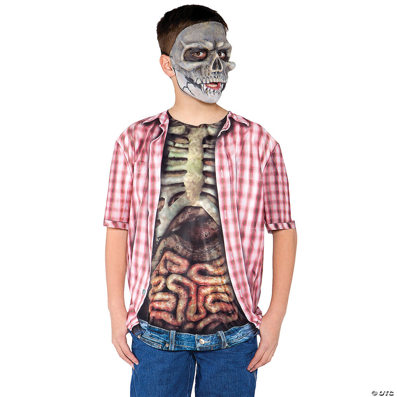 Boy's Skeleton with Guts Shirt Costume - CHILD LARGE - image 2