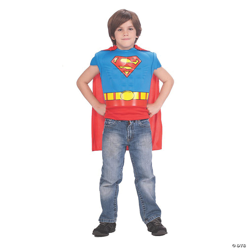 Boy's Superman Muscle Shirt Cape Costume - LARGE - image 1