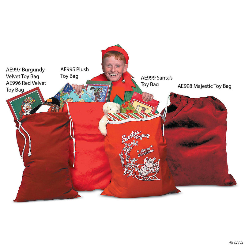 Burgundy Velvet Santa Toy Bag - image 1