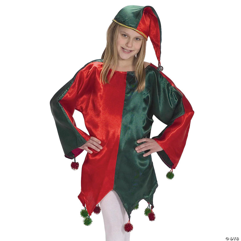 Child Satin Jingle Elf Costume | Costume-Shop.com - image 1