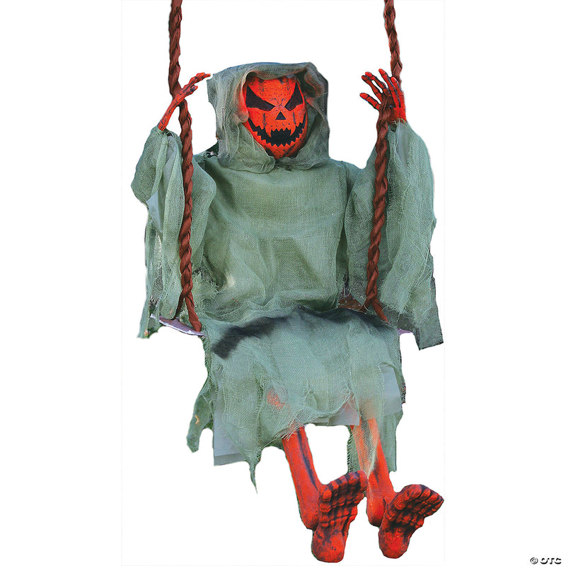 36" Hanging Dead Pumpkin Reaper on Swing Decoration - image 1