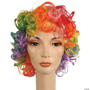 Shoulder Length Curly Clown Wig - RAINBOW - image 1