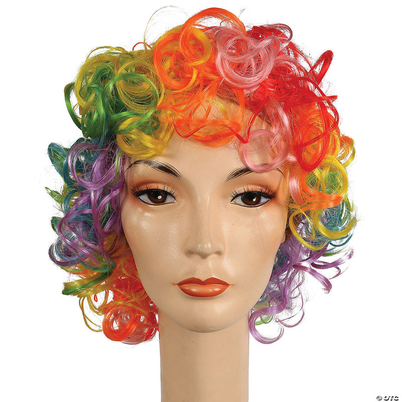 Shoulder Length Curly Clown Wig - RAINBOW - image 1