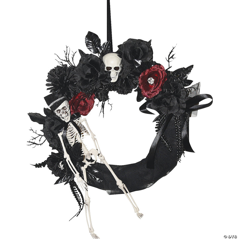 17" Gothic Skeleton Wreath Decoration - image 1