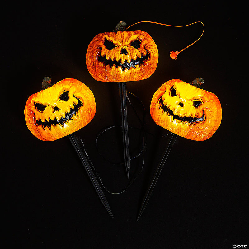 Evil Jack-O'-Lantern Pathway Markers - 3 Pc. - image 1