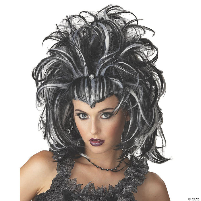 Evil Sorceress Black & White Wig