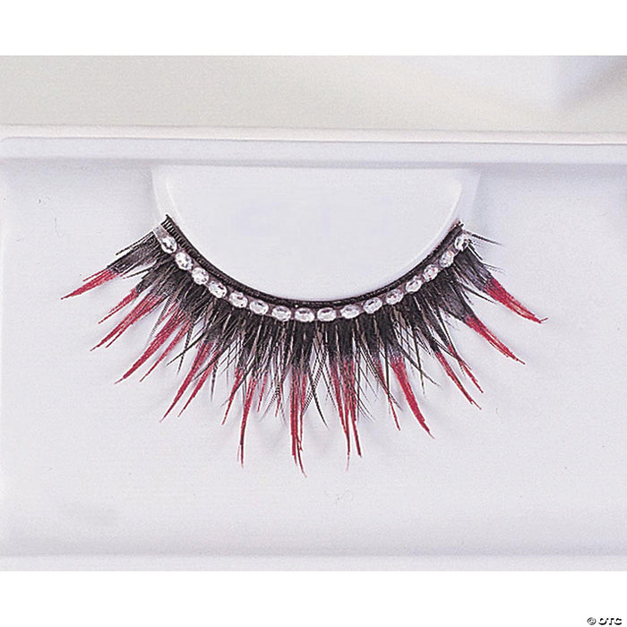 Eyelashes Black with Red Rhinestones