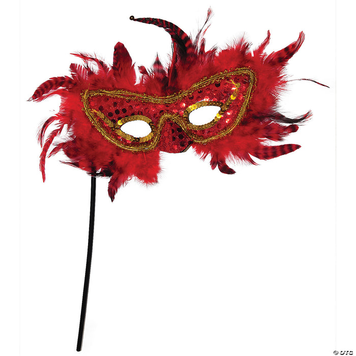 Feather Mask With Stick