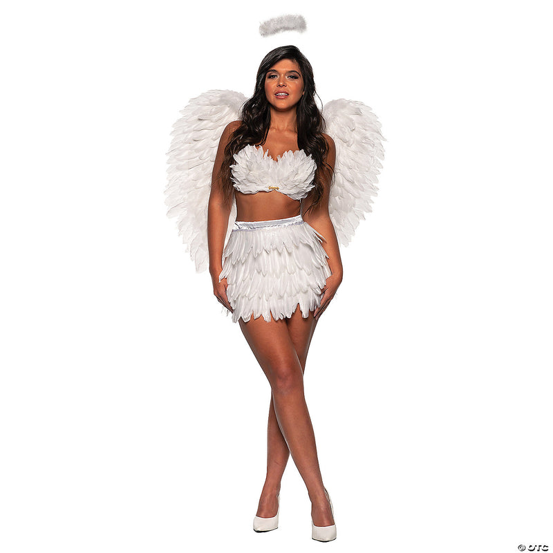 Feather Mini Skirt Set - WHITE / XLARGE - image 1