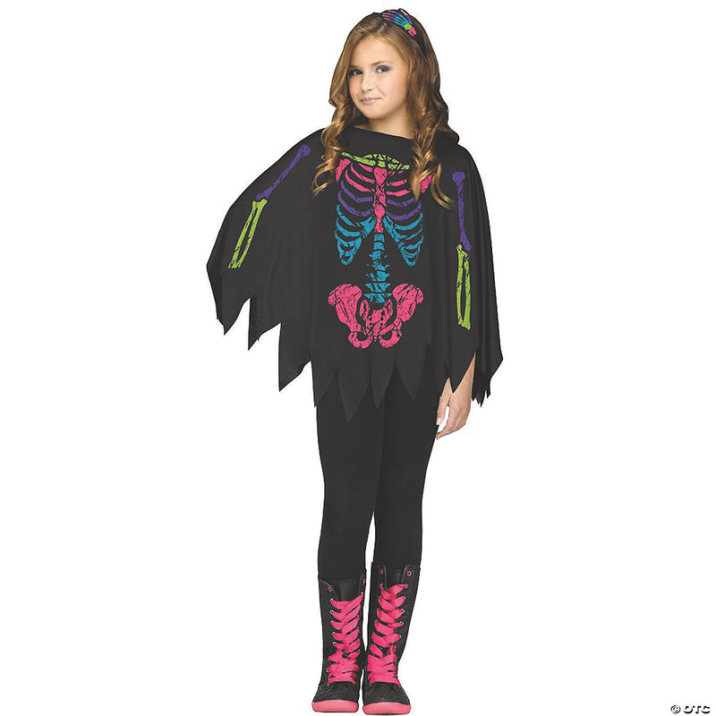 Girl’s Colorful Skeleton Poncho | Costume-shop.com - image 1