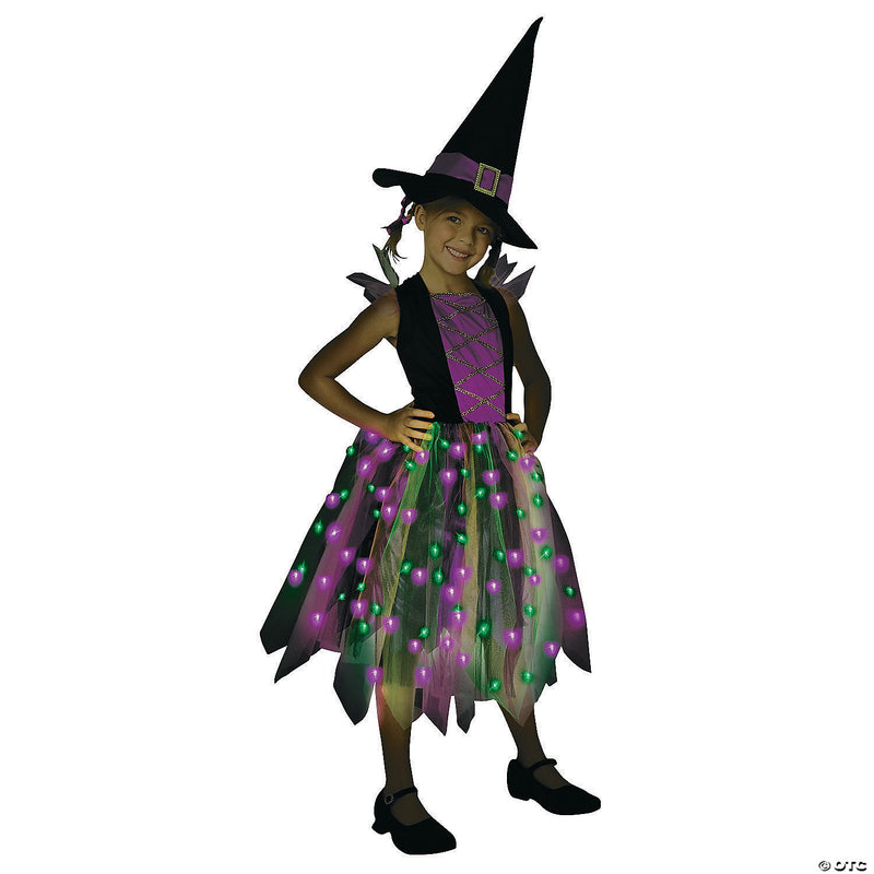 Girl’s Light-Up Rainbow Witch Costume - Large - image 1