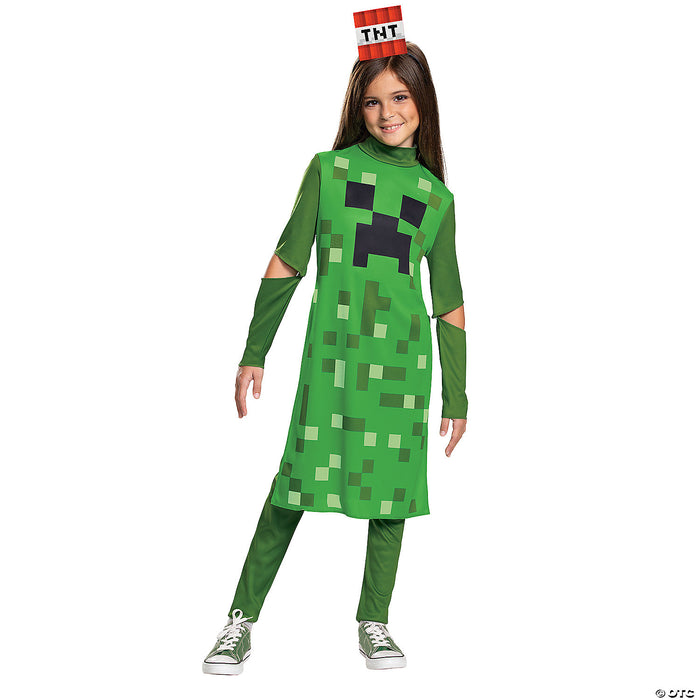 Girl's Minecraft Classic Creeper Dress Costume