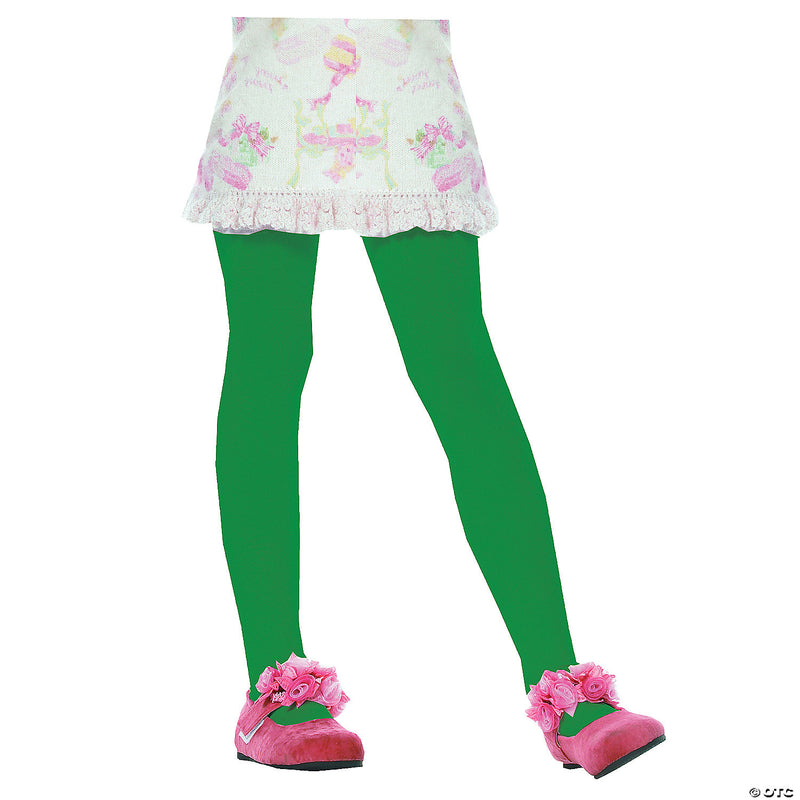 Girl's Opaque Tights | Costume-Shop.com - GREEN / SMALL - image 1
