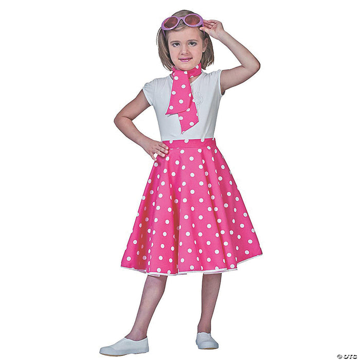 Girl’s Pink & White Sock Hop Skirt Costume