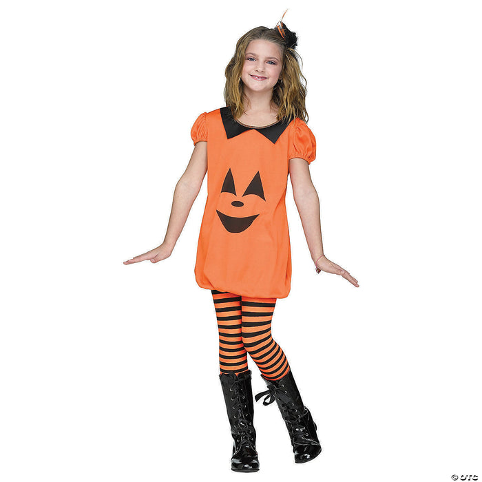 Girl's Pumpkin Romper Costume - Large