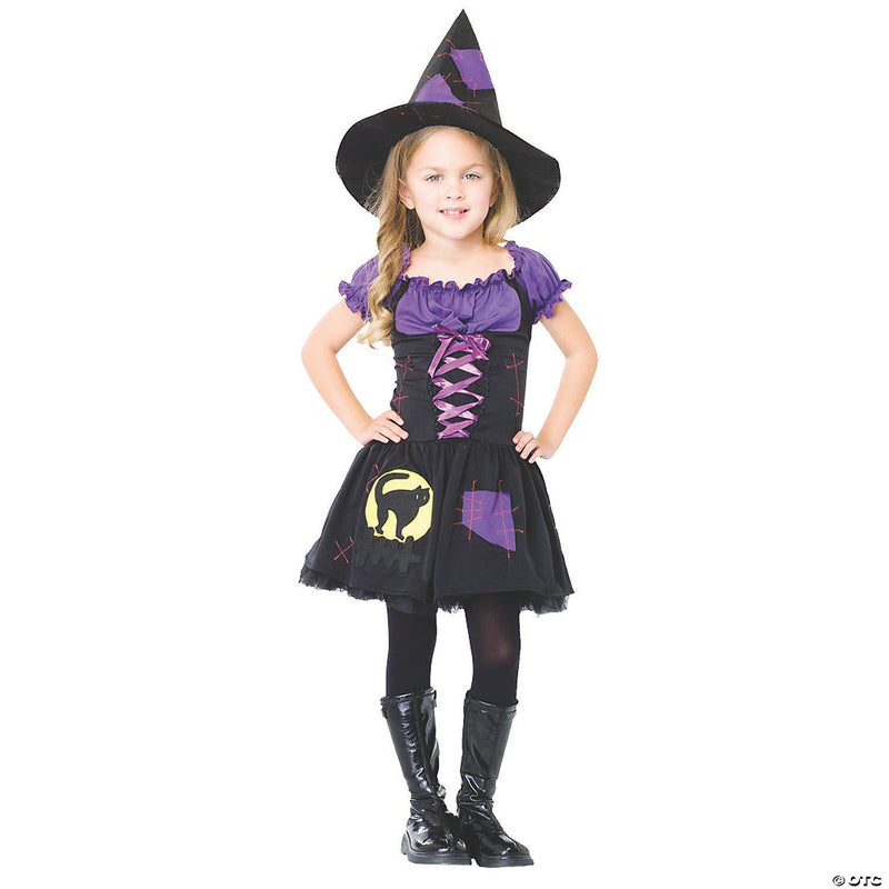 Girl’s Purple and Black Witch Costume - Large - LARGE - image 1
