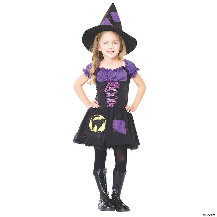 Girl’s Purple and Black Witch Costume - Large
