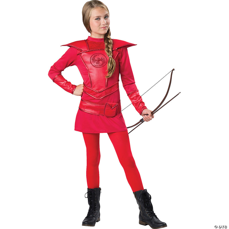 Girl's Red Warrior Huntress Costume - MEDIUM - image 1